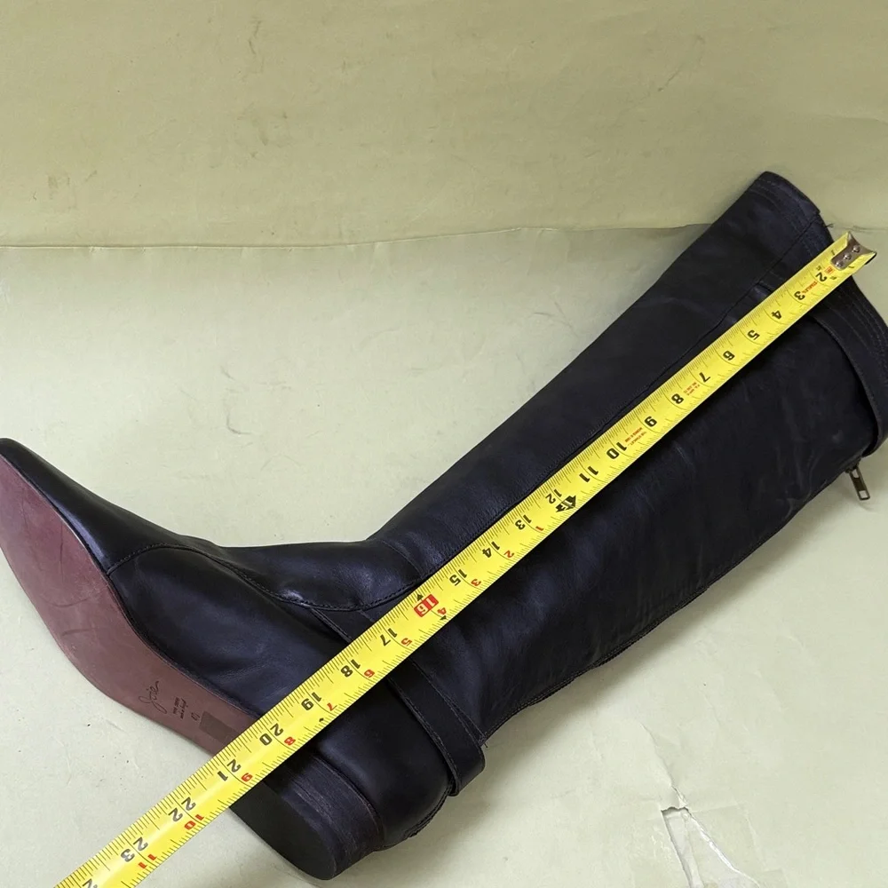 New Vintage Joie Black All Leather Over the Knee Boots with Buckles
